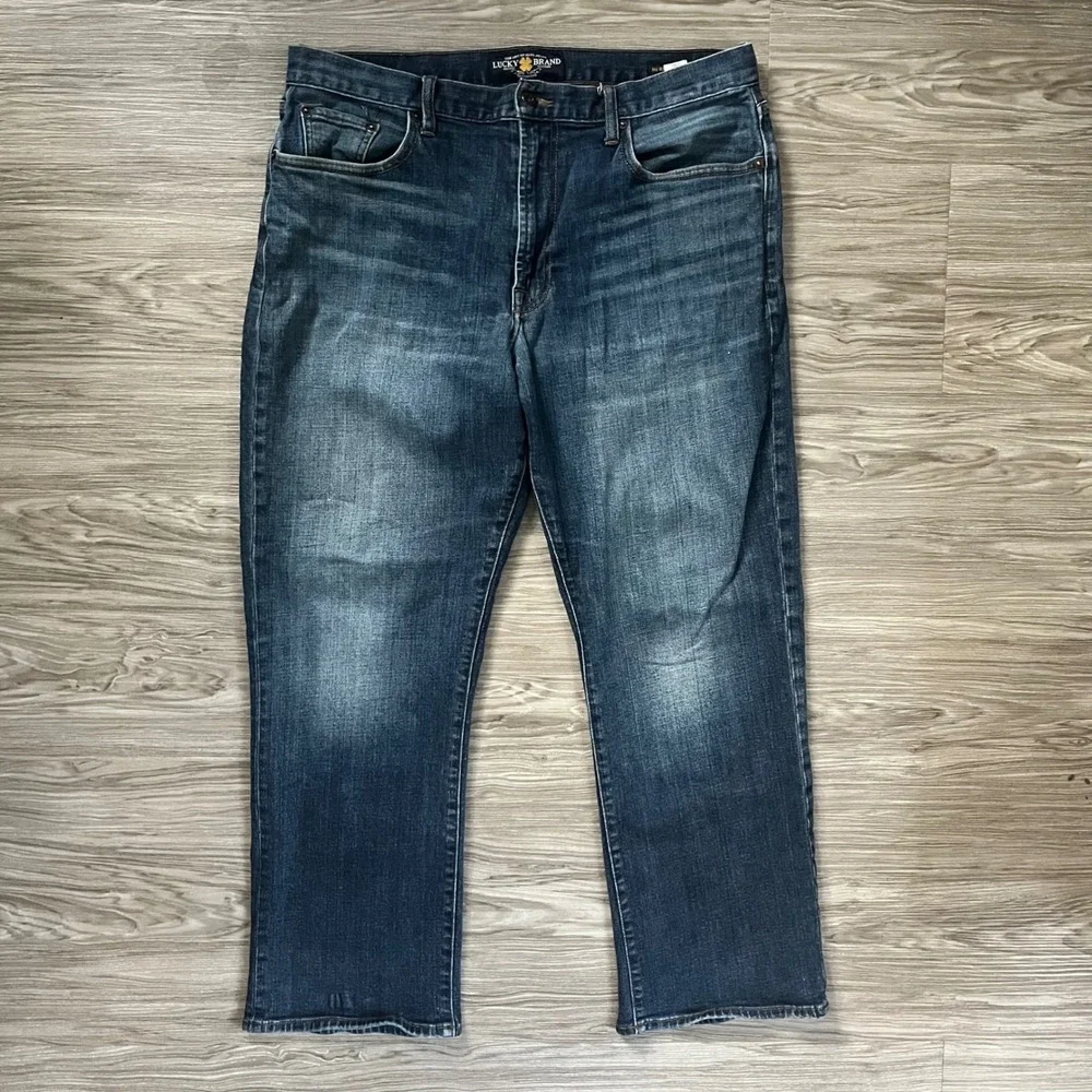 Lucky Brand 181 Relaxed Straight Jeans Mens 36x30 Dark Wash Denim Blue Pants
